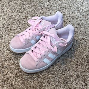 adidas Light Pink Suede Low-Top Sneakers with White Stripes